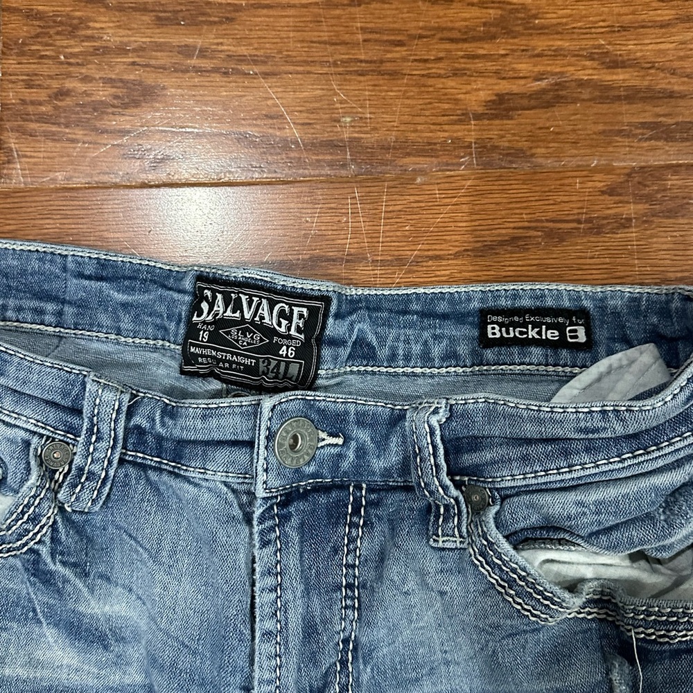 Buckle Light Blue Distressed Straight Jeans - Picture 3 of 4
